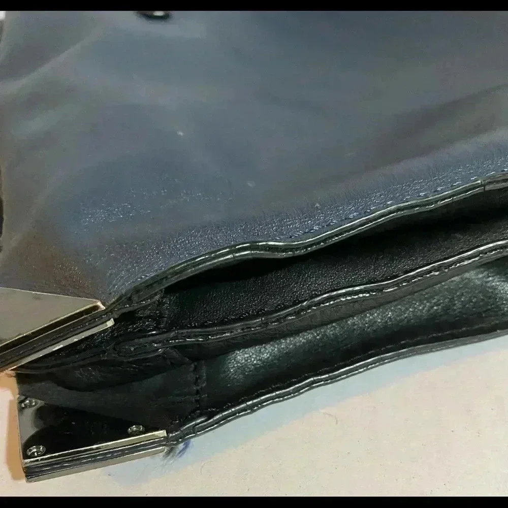 Botkier navy blue black leather satchel handbag